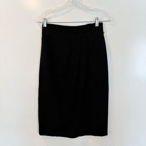 Magaschoni Collection Black Wool Blend Pleated Pencil Skirt Career Womens Size 2